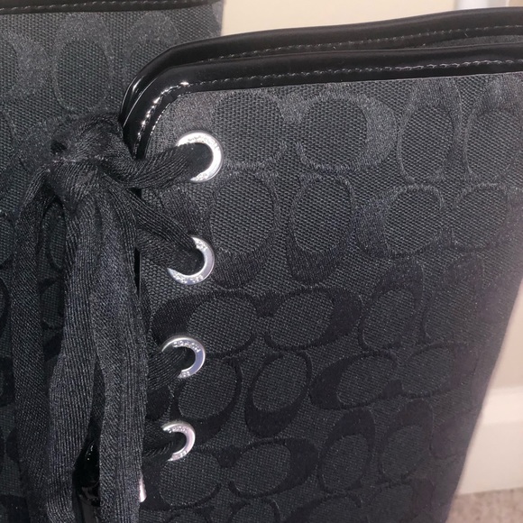 Black Coach rainboots. Tristee style, size 7. - Picture 3 of 3